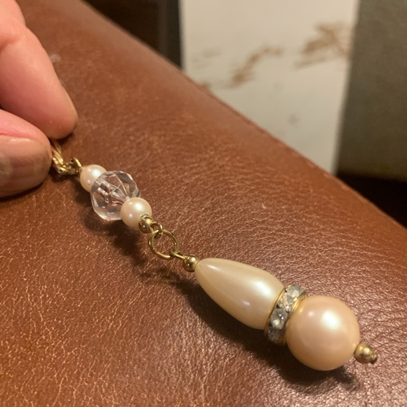 RICHELIEU SHOULDER DUSTER EARRINGS PEARLS CRYSTALS RONDELS - Picture 9 of 11